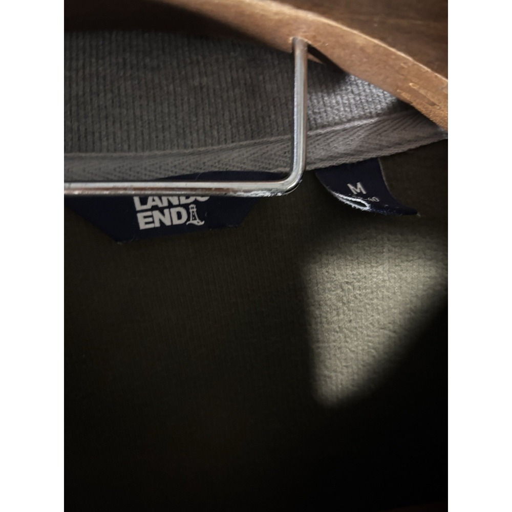 Lands' End Medium Olive Green Plaid 1/4 Zip Bedford Heavyweight Corduroy Rib - Picture 3 of 7
